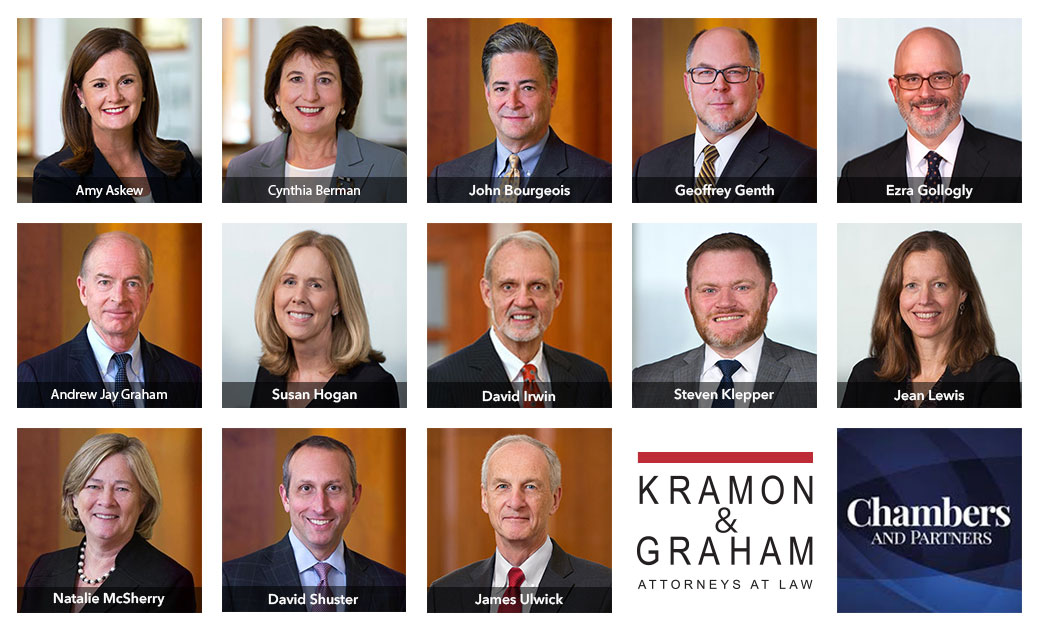 Kramon & Graham attorneys recognized in 2021 Chambers USA legal guide.